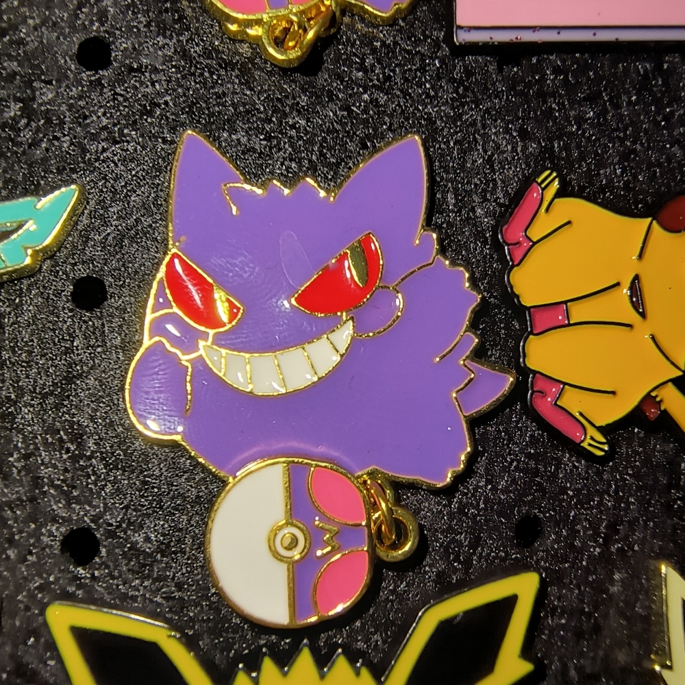 Pokemon Purple Gengar Enamel Pin with Pink Poké Ball Accent